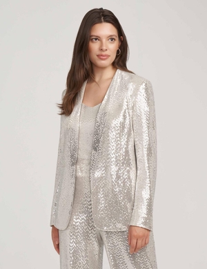 Meilleures ventes Anne Klein Metallic Heatset Knit Cardigan Jacket   | SWB-5839137